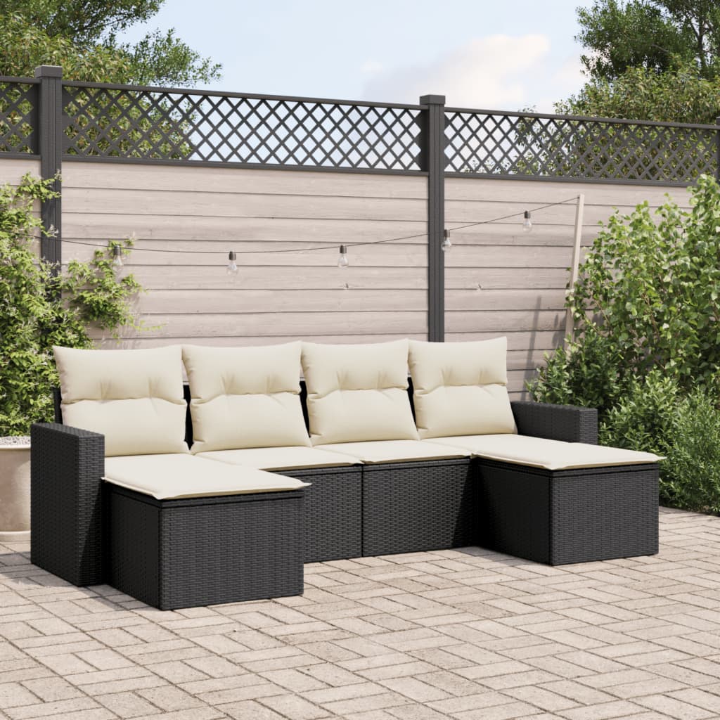 8721102306280_m_en_hd_1 vidaXL 6 Piece Garden Sofa Set with Cushions Black Poly Rattan - Image 1