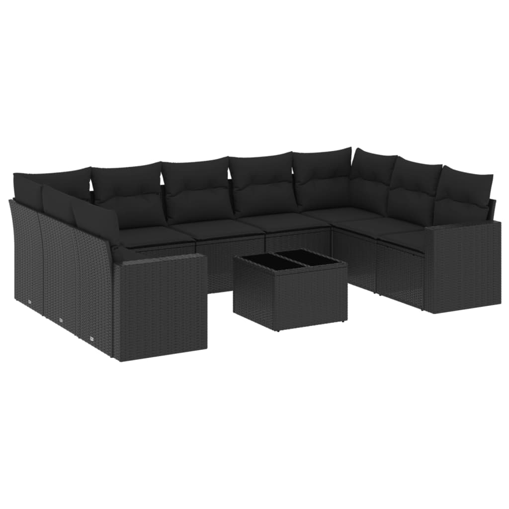 8721102307171_a_en_hd_1 vidaXL 10 Piece Garden Sofa Set with Cushions Black Poly Rattan - Image 2