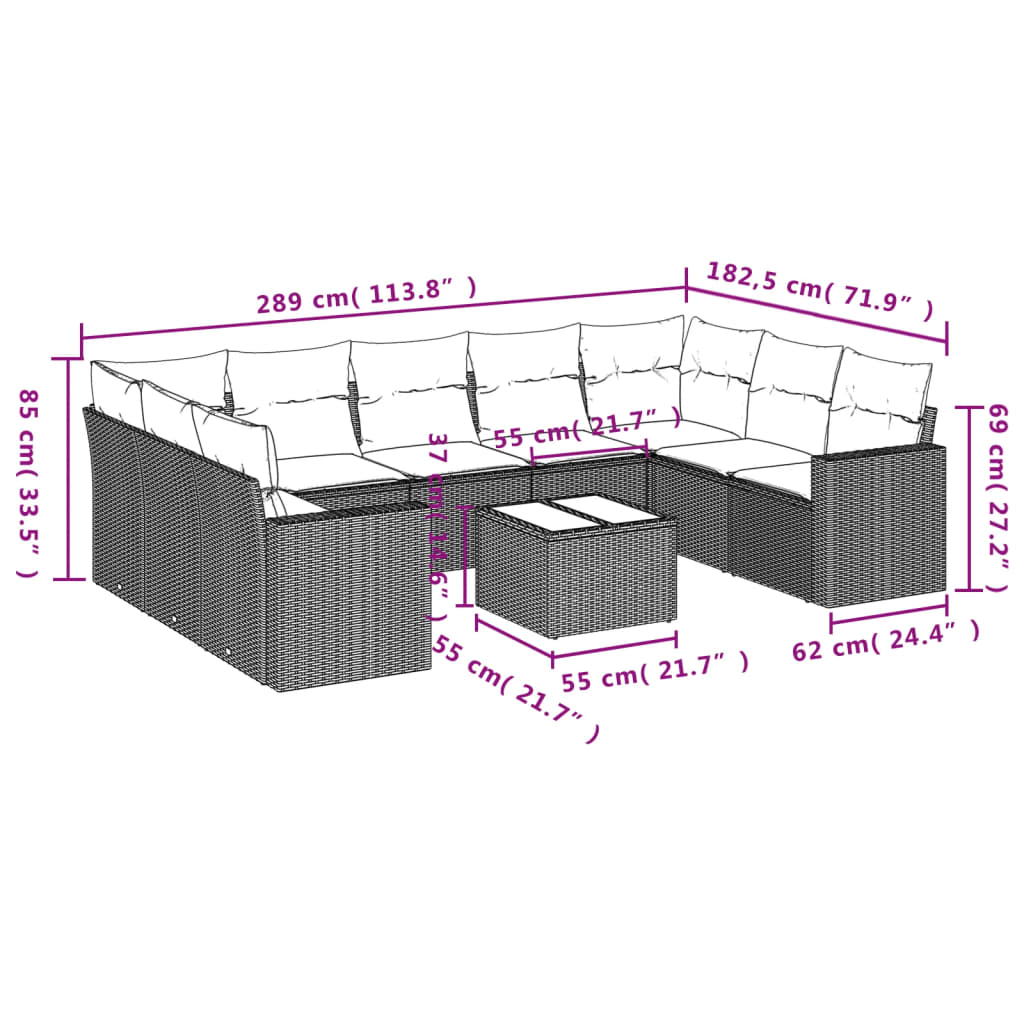 8721102307171_g_en_hd_1 vidaXL 10 Piece Garden Sofa Set with Cushions Black Poly Rattan - Image 3