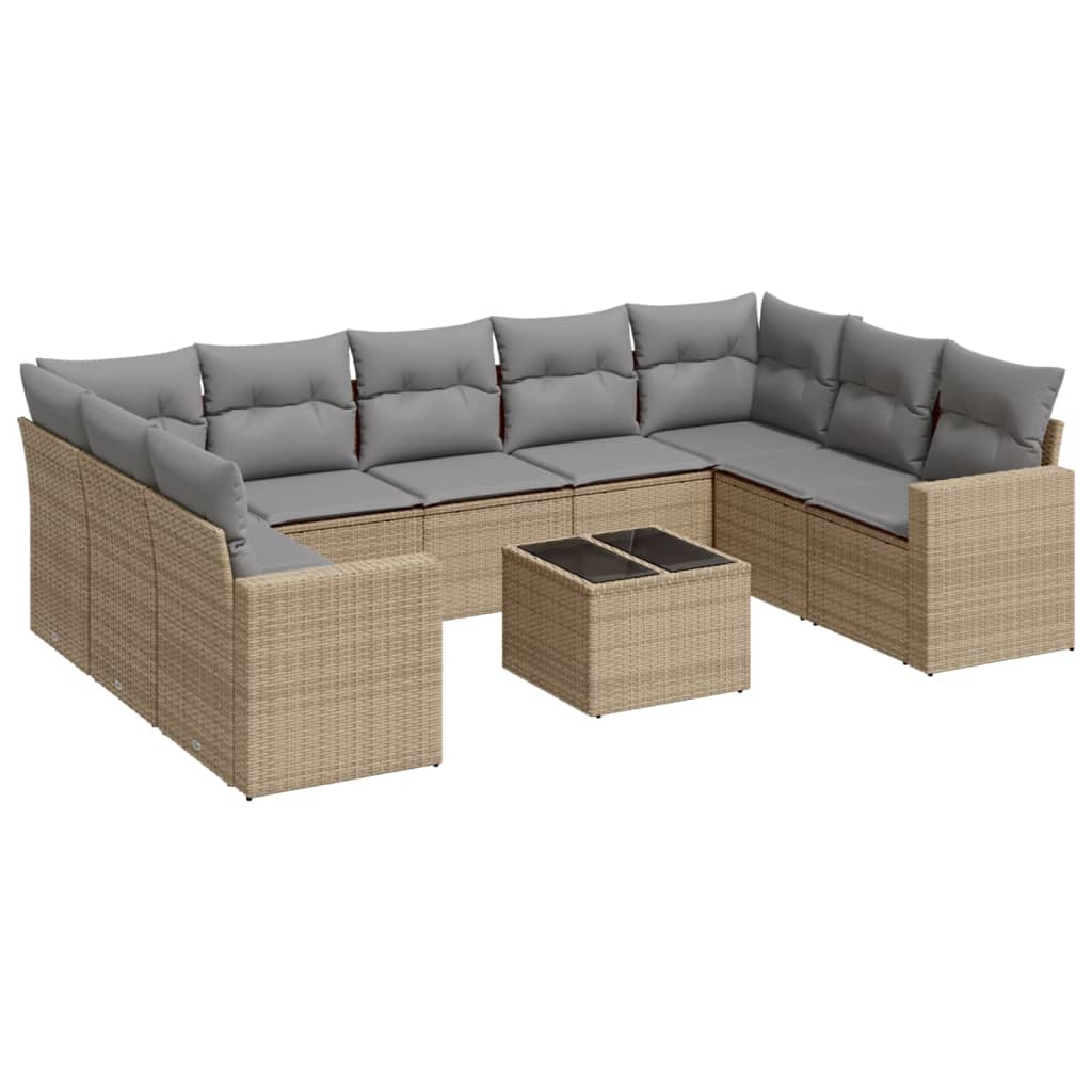 8721102307218_a_en_hd_1 vidaXL 10 Piece Garden Sofa Set with Cushions Beige Poly Rattan - Image 2