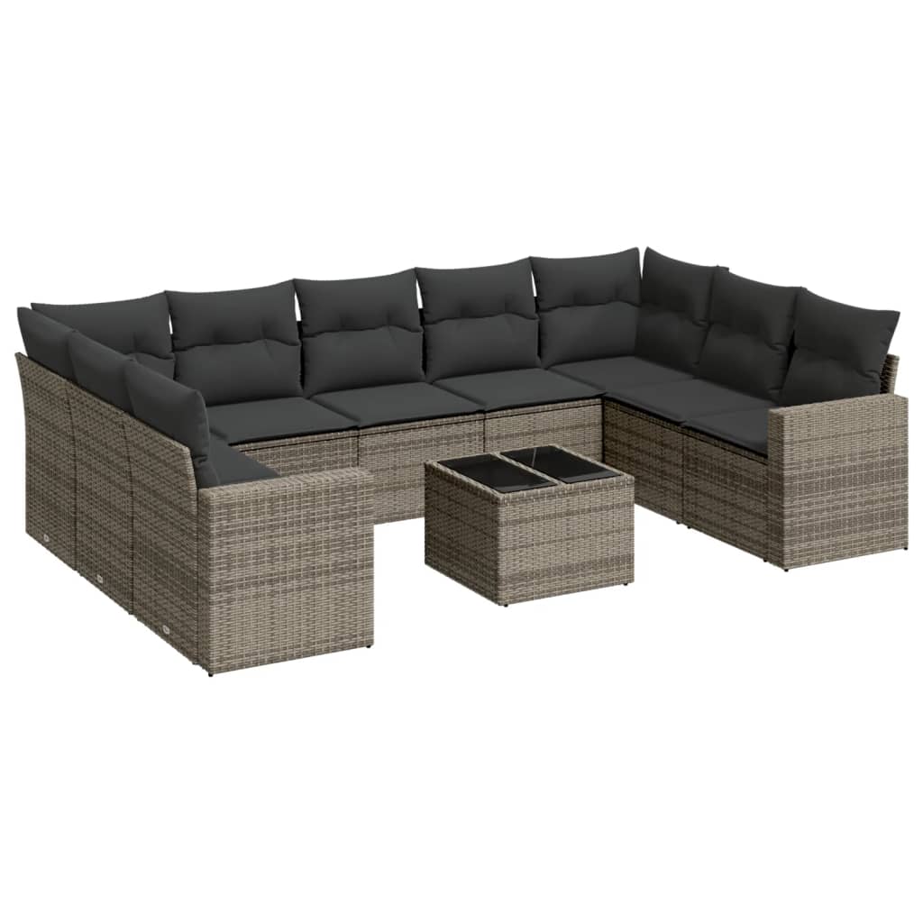 8721102307225_a_en_hd_1 vidaXL 10 Piece Garden Sofa Set with Cushions Grey Poly Rattan - Image 2