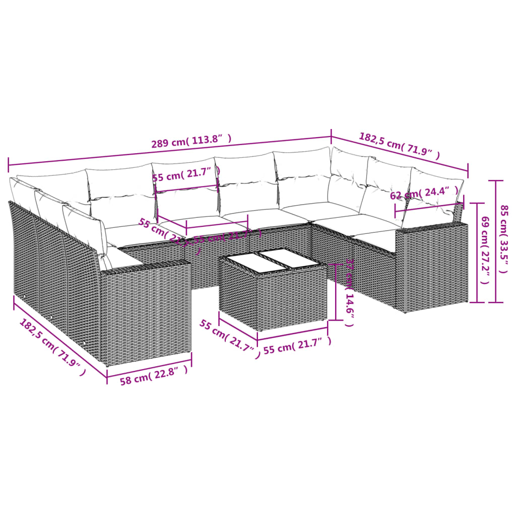 8721102307225_g_en_hd_1 vidaXL 10 Piece Garden Sofa Set with Cushions Grey Poly Rattan - Image 3