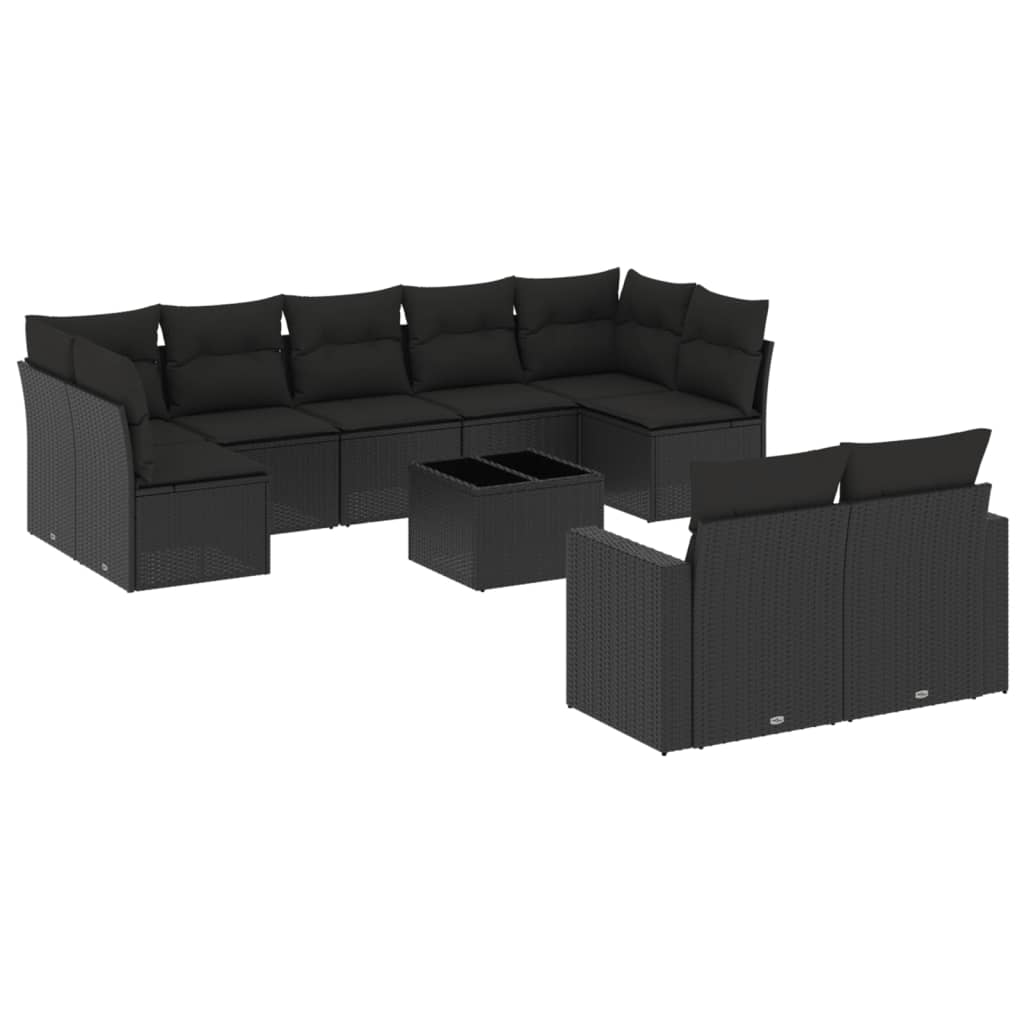 8721102307379_a_en_hd_1 vidaXL 10 Piece Garden Sofa Set with Cushions Black Poly Rattan - Image 2
