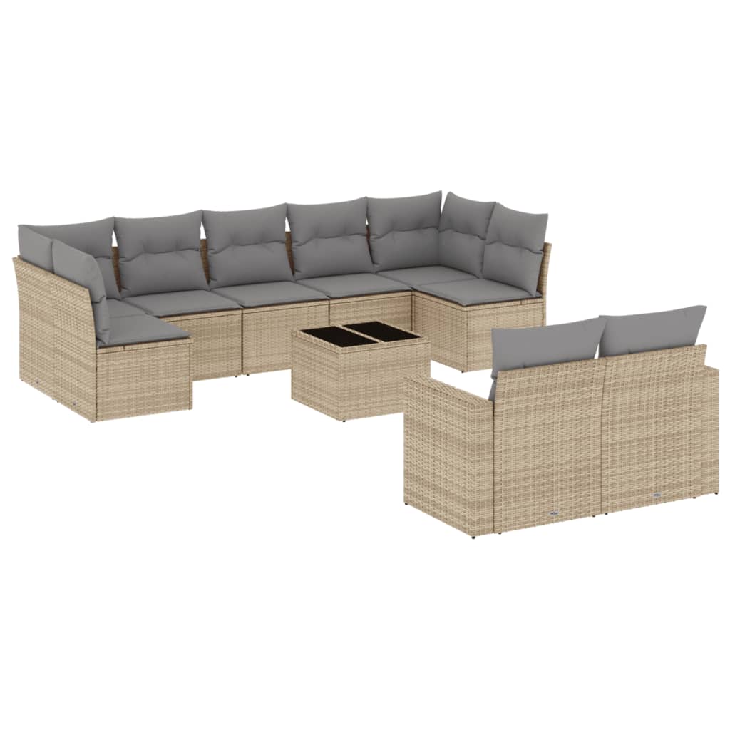 8721102307416_a_en_hd_1 vidaXL 10 Piece Garden Sofa Set with Cushions Beige Poly Rattan - Image 2