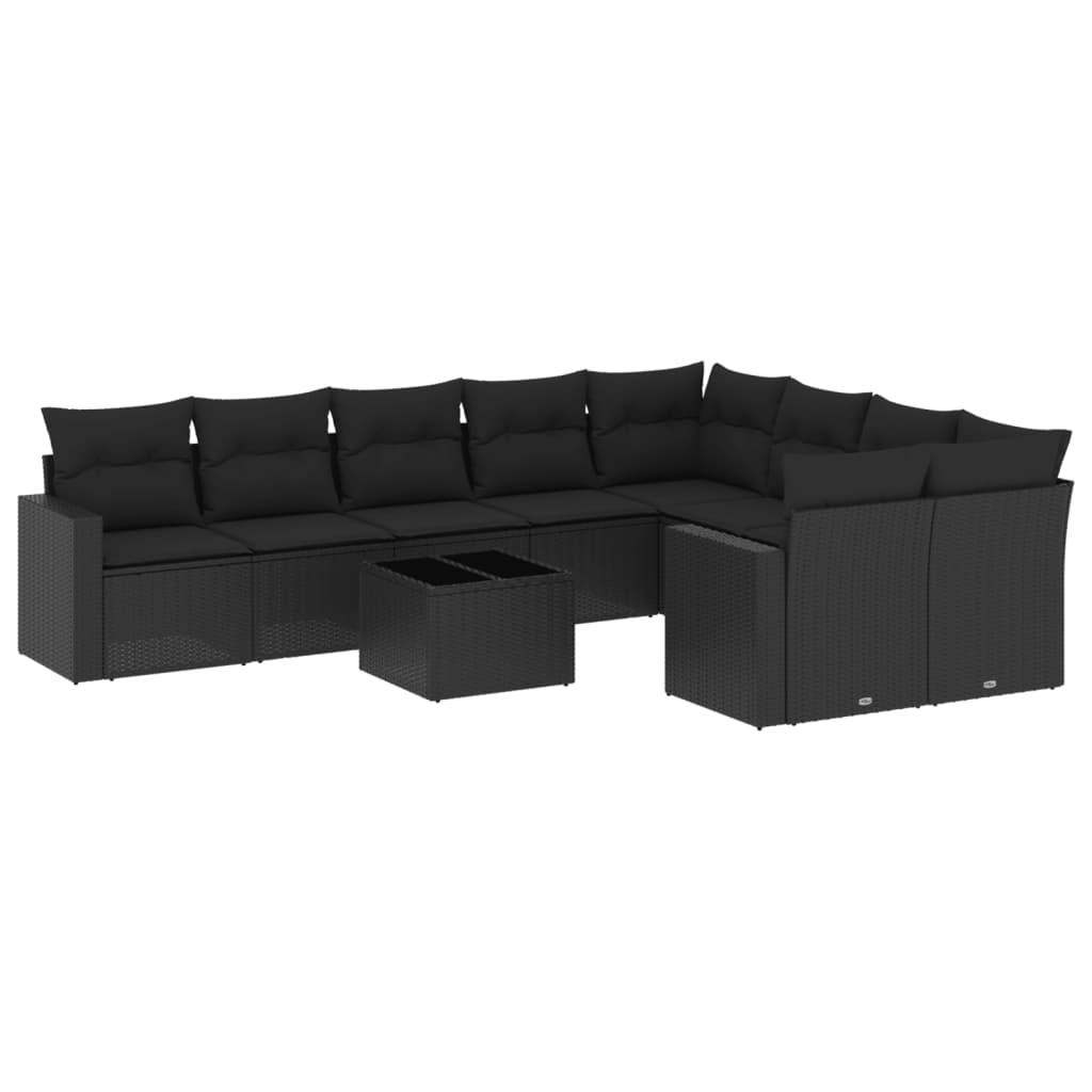 8721102307577_a_en_hd_1 vidaXL 10 Piece Garden Sofa Set with Cushions Black Poly Rattan - Image 2