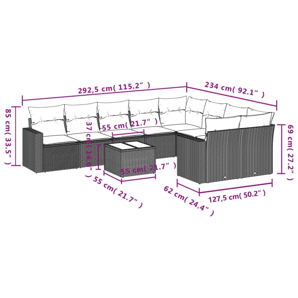 8721102307614_g_en_hd_1 vidaXL 10 Piece Garden Sofa Set with Cushions Beige Poly Rattan - Image 3