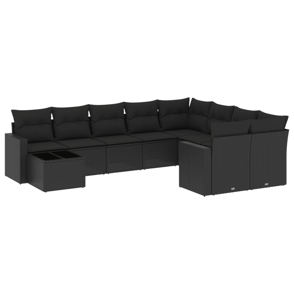 8721102307676_a_en_hd_1 vidaXL 10 Piece Garden Sofa Set with Cushions Black Poly Rattan - Image 2
