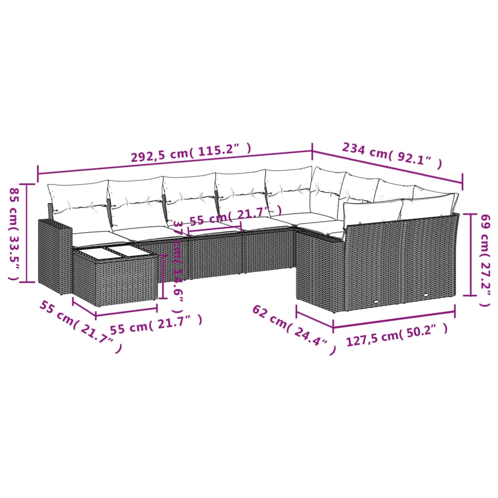 8721102307676_g_en_hd_1 vidaXL 10 Piece Garden Sofa Set with Cushions Black Poly Rattan - Image 3