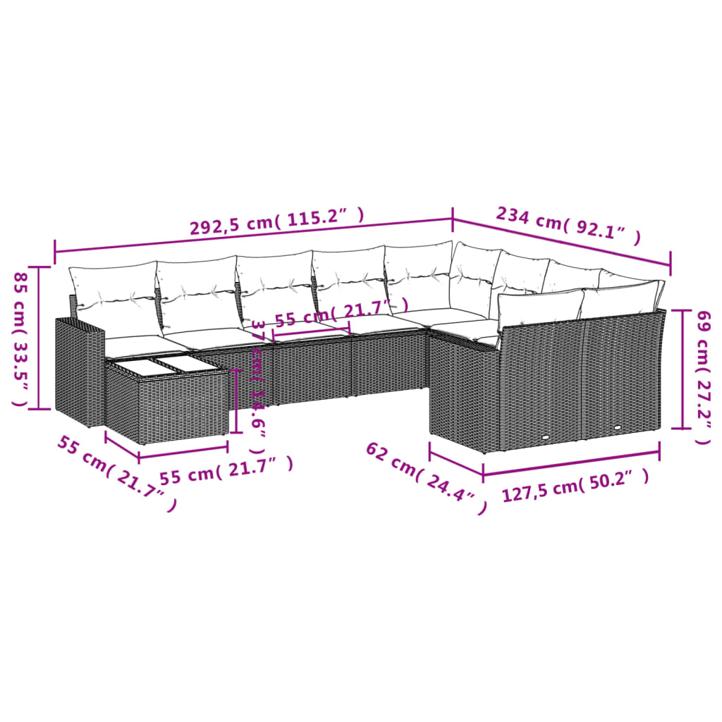 8721102307713_g_en_hd_1 vidaXL 10 Piece Garden Sofa Set with Cushions Beige Poly Rattan - Image 3