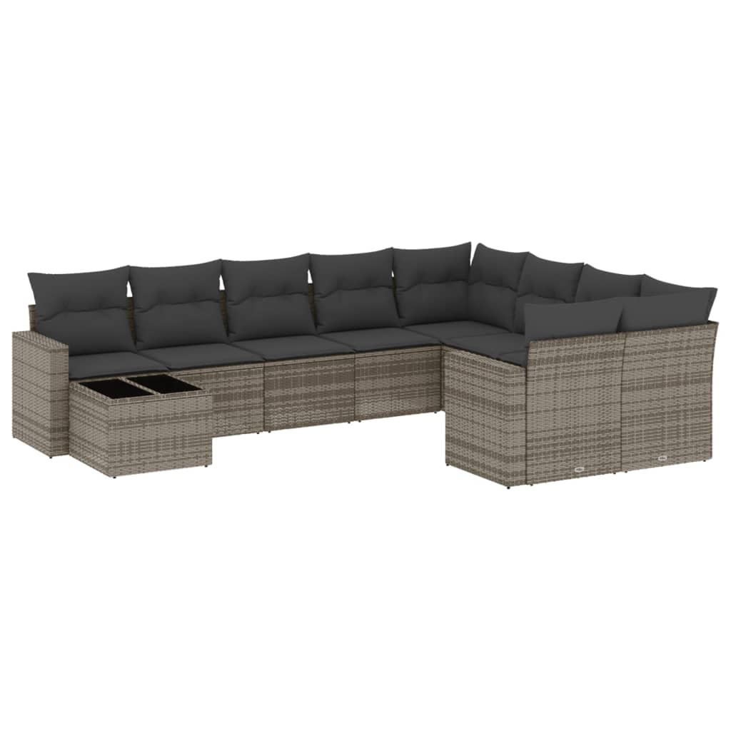 8721102307720_a_en_hd_1 vidaXL 10 Piece Garden Sofa Set with Cushions Grey Poly Rattan - Image 2