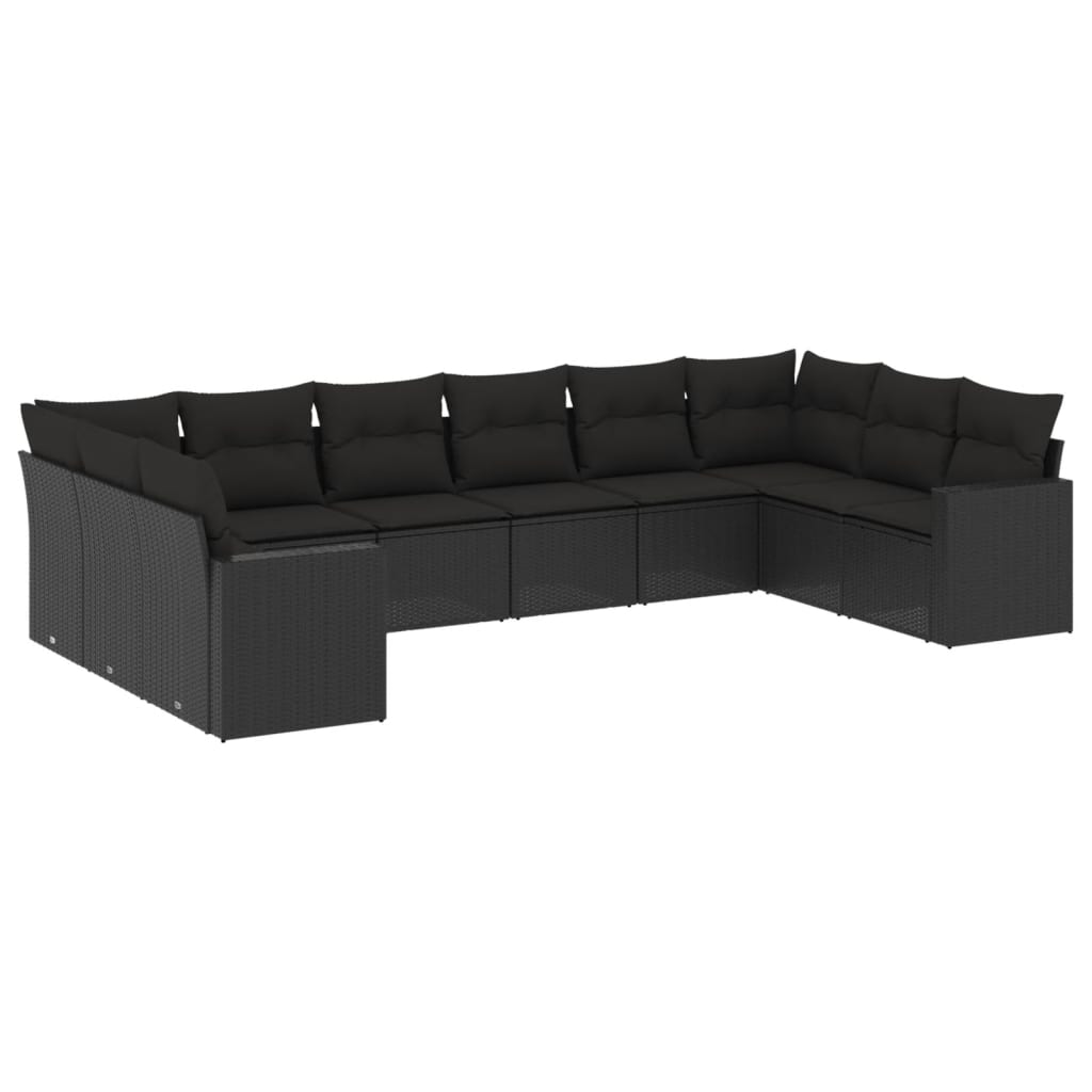 8721102307775_a_en_hd_1 vidaXL 10 Piece Garden Sofa Set with Cushions Black Poly Rattan - Image 2