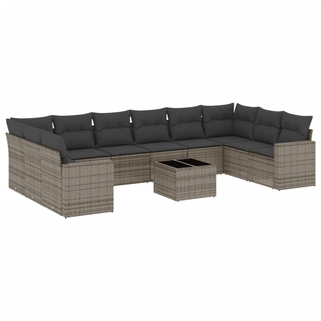 8721102307928_a_en_hd_1 vidaXL 11 Piece Garden Sofa Set with Cushions Grey Poly Rattan - Image 2