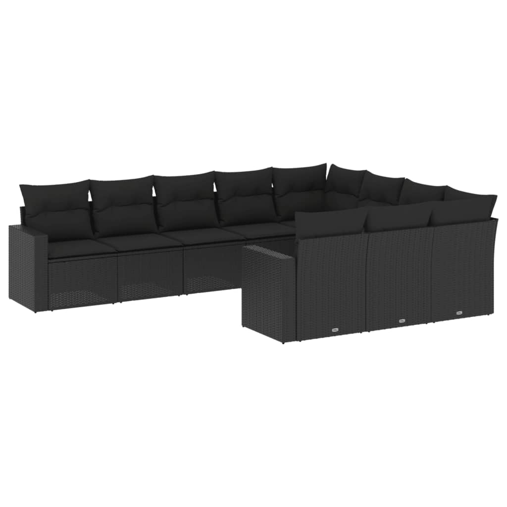 8721102307973_a_en_hd_1 vidaXL 10 Piece Garden Sofa Set with Cushions Black Poly Rattan - Image 2