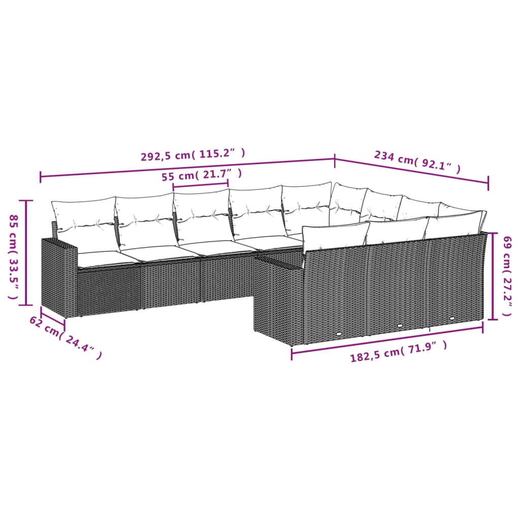 8721102307980_g_en_hd_1 vidaXL 10 Piece Garden Sofa Set with Cushions Black Poly Rattan - Image 3