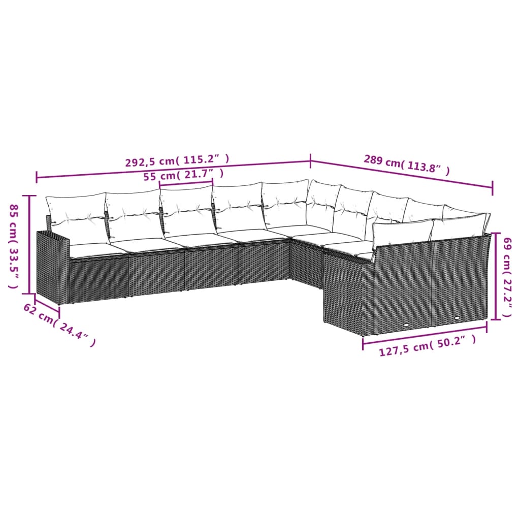 8721102308178_g_en_hd_1 vidaXL 10 Piece Garden Sofa Set with Cushions Black Poly Rattan - Image 3