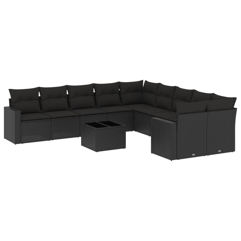 8721102308277_a_en_hd_1 vidaXL 11 Piece Garden Sofa Set with Cushions Black Poly Rattan - Image 2
