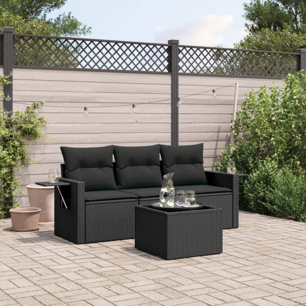 8721102311772_m_en_hd_1 vidaXL 4 Piece Garden Sofa Set with Cushions Black Poly Rattan - Image 1