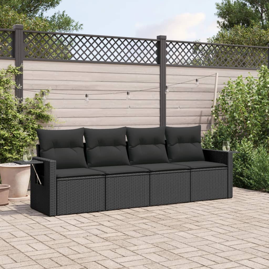 8721102311871_m_en_hd_1 vidaXL 4 Piece Garden Sofa Set with Cushions Black Poly Rattan - Image 1