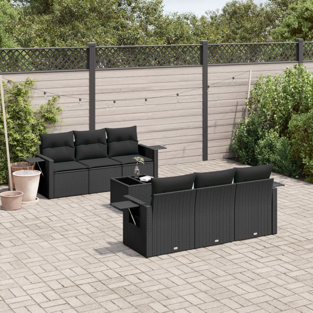 8721102312175_m_en_hd_1 vidaXL 7 Piece Garden Sofa Set with Cushions Black Poly Rattan - Image 1