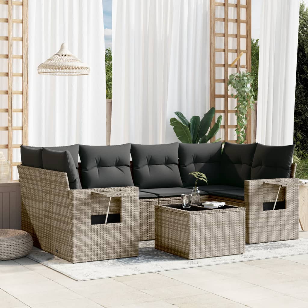 8721102312328_m_en_hd_1 vidaXL 7 Piece Garden Sofa Set with Cushions Grey Poly Rattan - Image 1