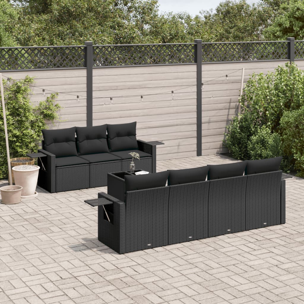 8721102312373_m_en_hd_1 vidaXL 8 Piece Garden Sofa Set with Cushions Black Poly Rattan - Image 1