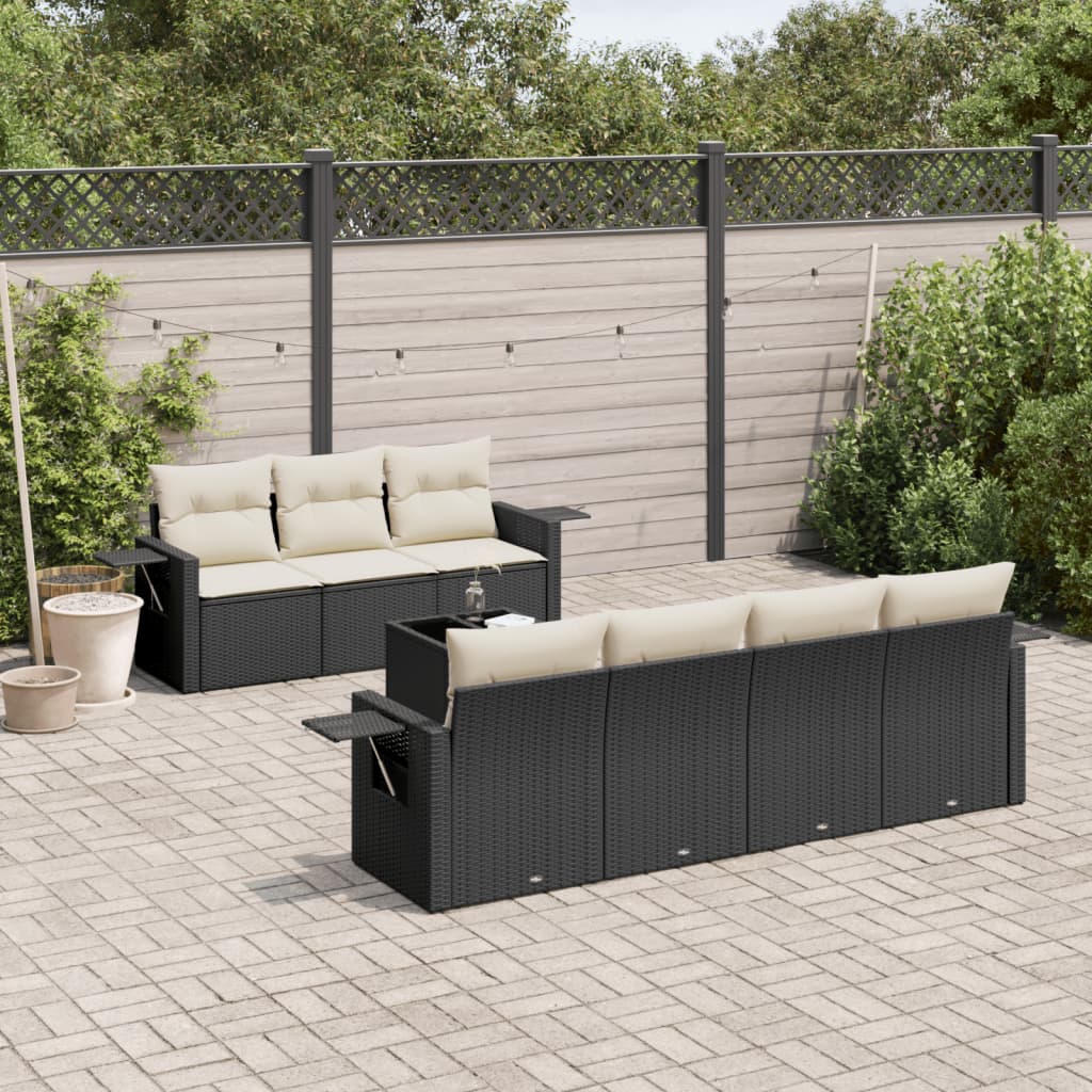 8721102312380_m_en_hd_1 vidaXL 8 Piece Garden Sofa Set with Cushions Black Poly Rattan - Image 1