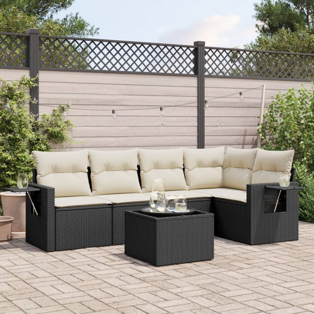 8721102314483_m_en_hd_1 vidaXL 6 Piece Garden Sofa Set with Cushions Black Poly Rattan - Image 1