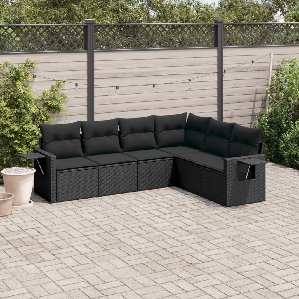 8721102315176_m_en_hd_1 vidaXL 6 Piece Garden Sofa Set with Cushions Black Poly Rattan - Image 1