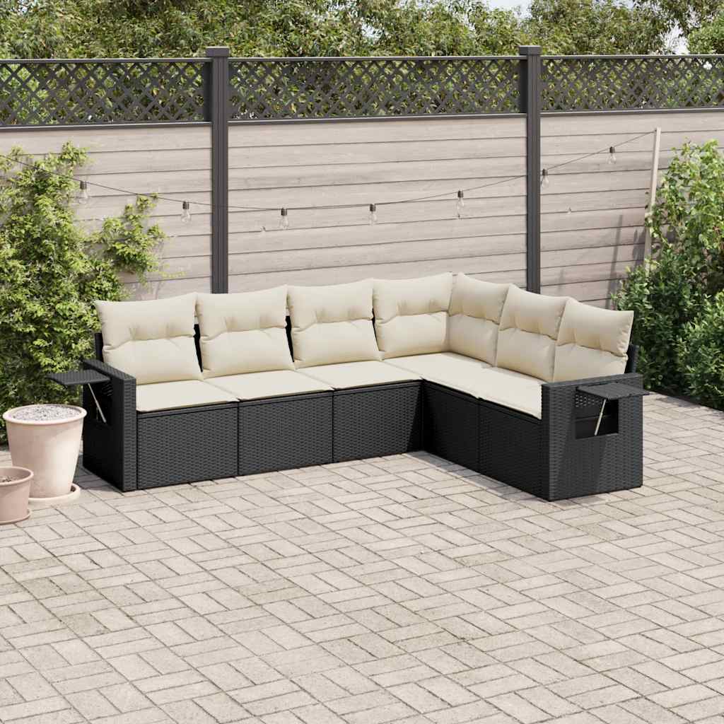 8721102315183_m_en_hd_1 vidaXL 6 Piece Garden Sofa Set with Cushions Black Poly Rattan - Image 1