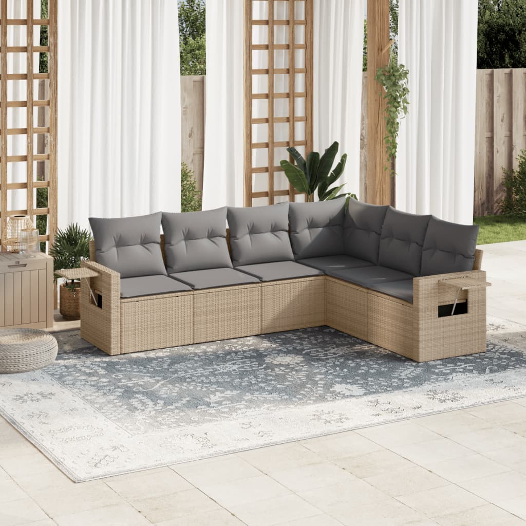 8721102315213_m_en_hd_1 vidaXL 6 Piece Garden Sofa Set with Cushions Beige Poly Rattan - Image 1