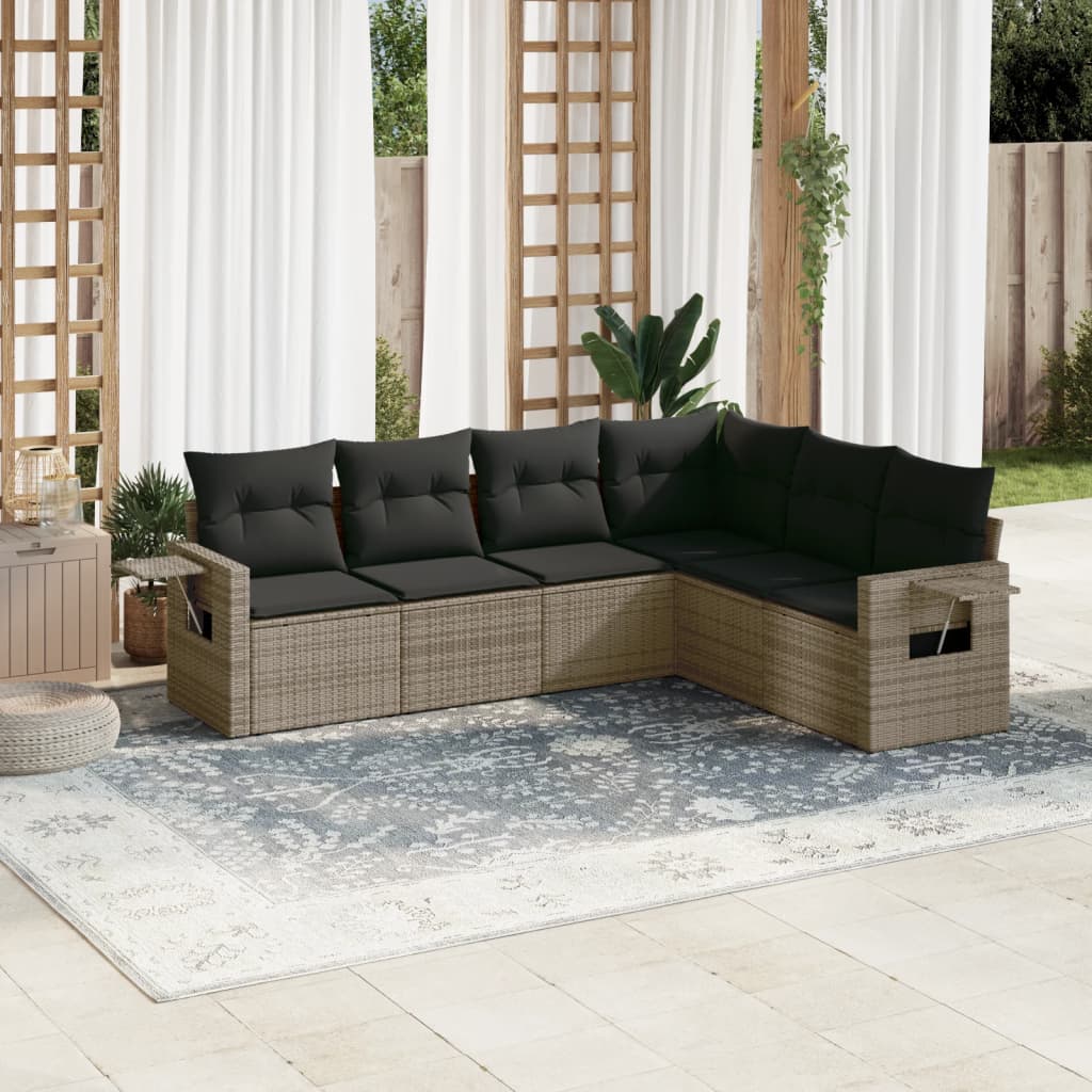8721102315220_m_en_hd_1 vidaXL 6 Piece Garden Sofa Set with Cushions Grey Poly Rattan - Image 1