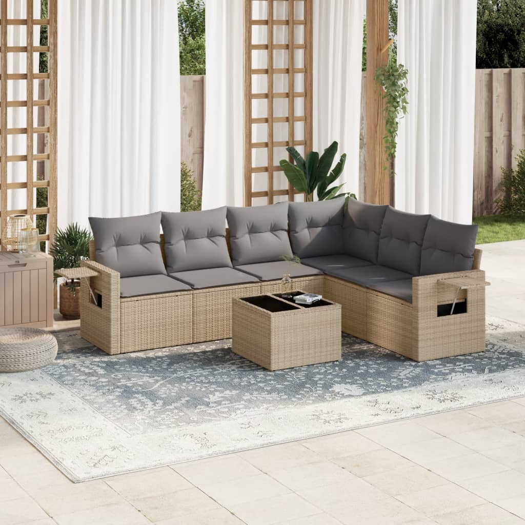 8721102315312_m_en_hd_1 vidaXL 7 Piece Garden Sofa Set with Cushions Beige Poly Rattan - Image 1