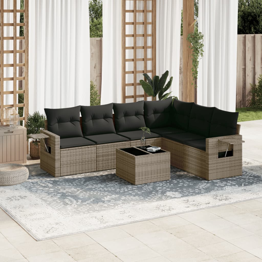 8721102315329_m_en_hd_1 vidaXL 7 Piece Garden Sofa Set with Cushions Grey Poly Rattan - Image 1