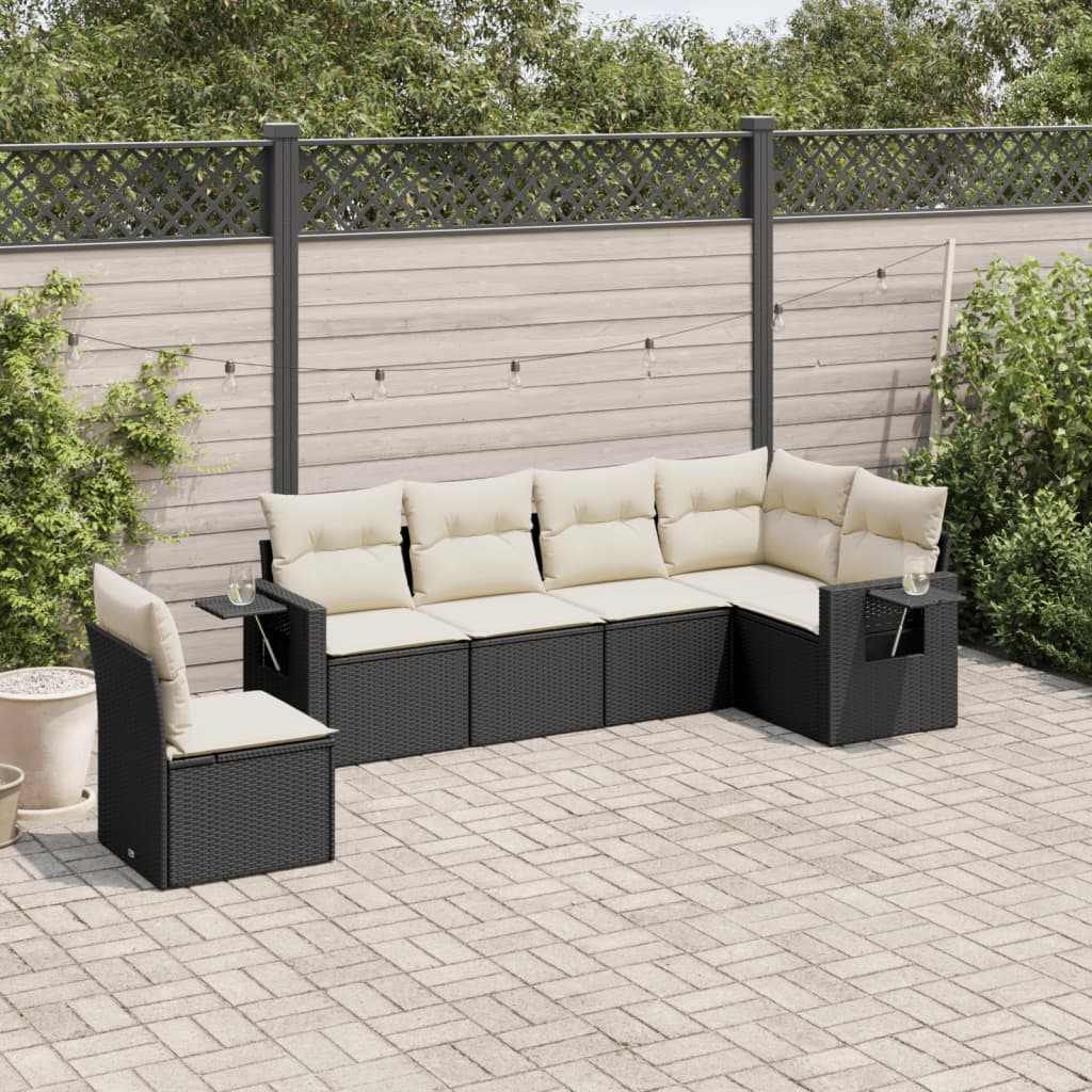8721102315381_m_en_hd_1 vidaXL 6 Piece Garden Sofa Set with Cushions Black Poly Rattan - Image 1