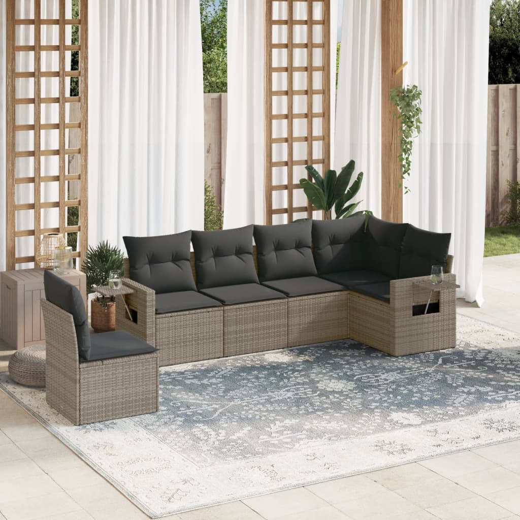 8721102315428_m_en_hd_1 vidaXL 6 Piece Garden Sofa Set with Cushions Grey Poly Rattan - Image 1