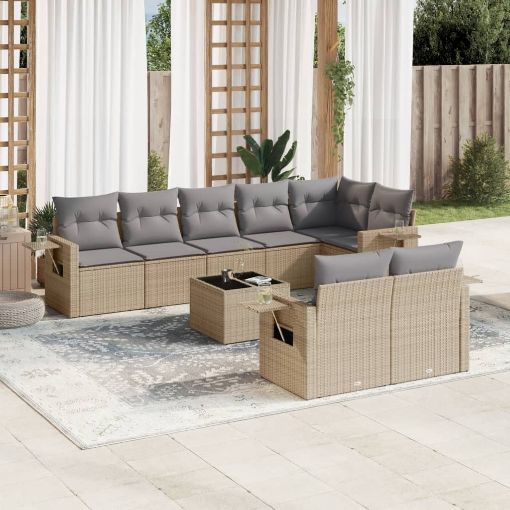 8721102317415_m_en_hd_1 vidaXL 9 Piece Garden Sofa Set with Cushions Beige Poly Rattan - Image 1