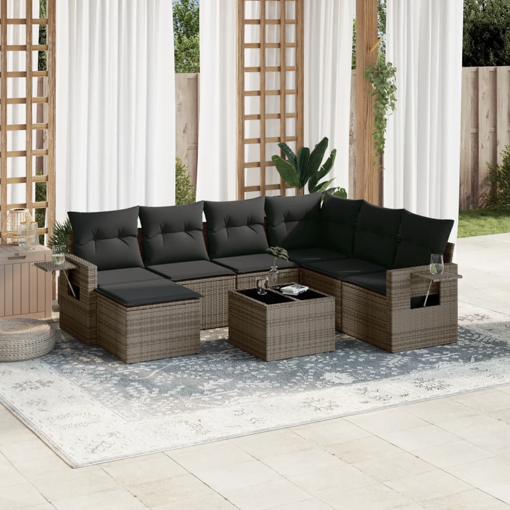 8721102318221_m_en_hd_1 vidaXL 8 Piece Garden Sofa Set with Cushions Grey Poly Rattan - Image 1