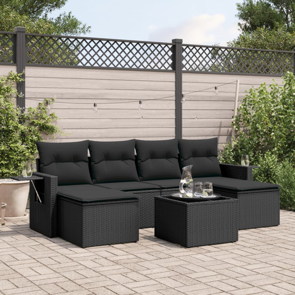 8721102318375_m_en_hd_1 vidaXL 7 Piece Garden Sofa Set with Cushions Black Poly Rattan - Image 1