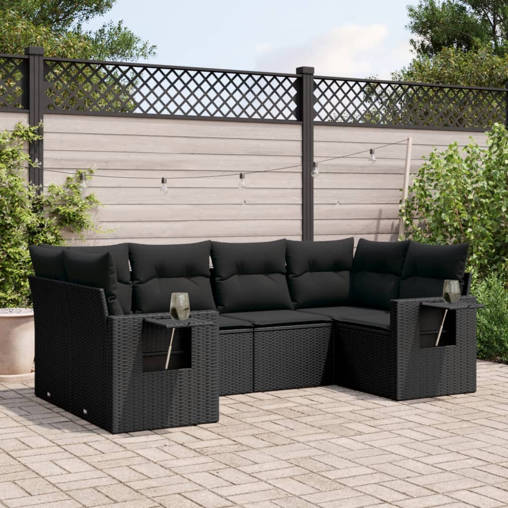 8721102318870_m_en_hd_1 vidaXL 6 Piece Garden Sofa Set with Cushions Black Poly Rattan - Image 1