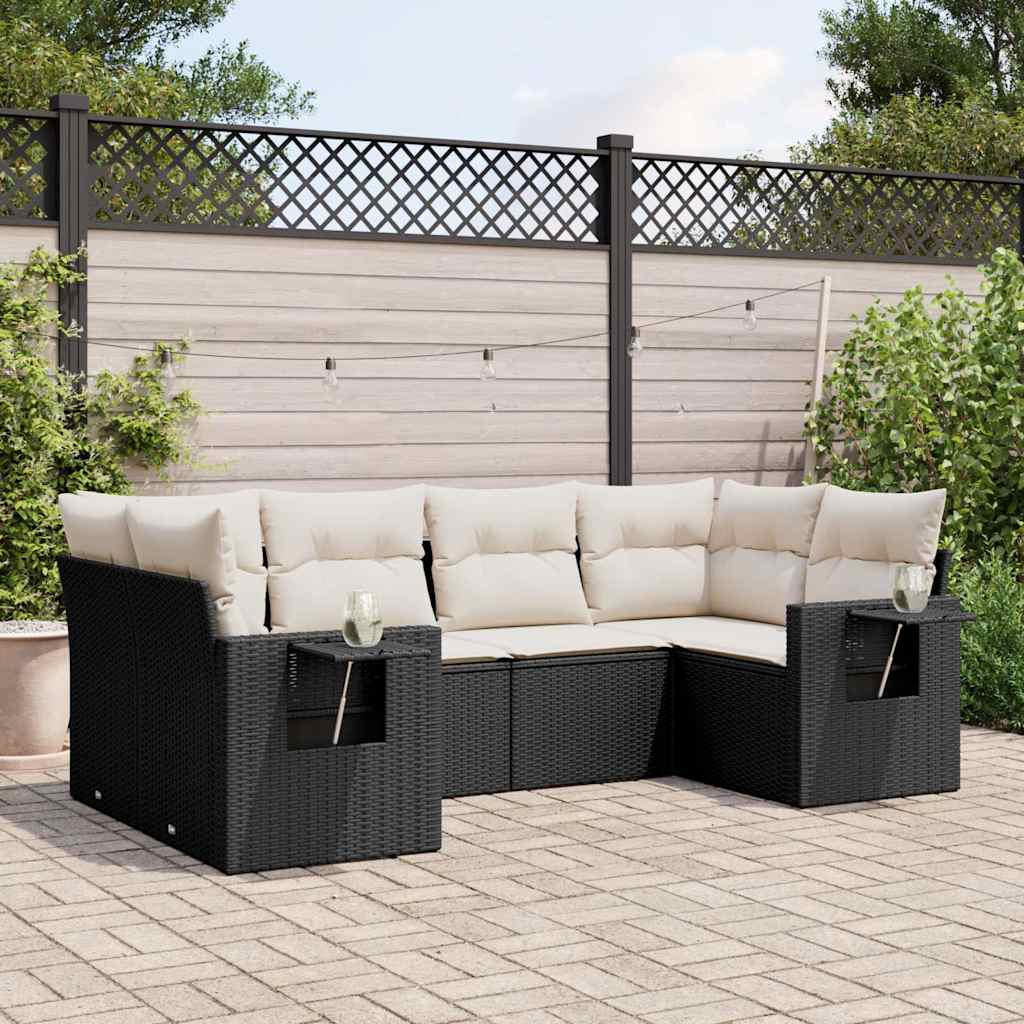 8721102318887_m_en_hd_1 vidaXL 6 Piece Garden Sofa Set with Cushions Black Poly Rattan - Image 1