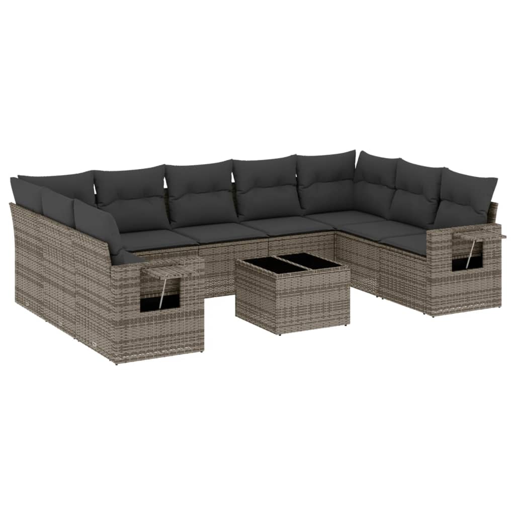 8721102319228_a_en_hd_1 vidaXL 10 Piece Garden Sofa Set with Cushions Grey Poly Rattan - Image 2