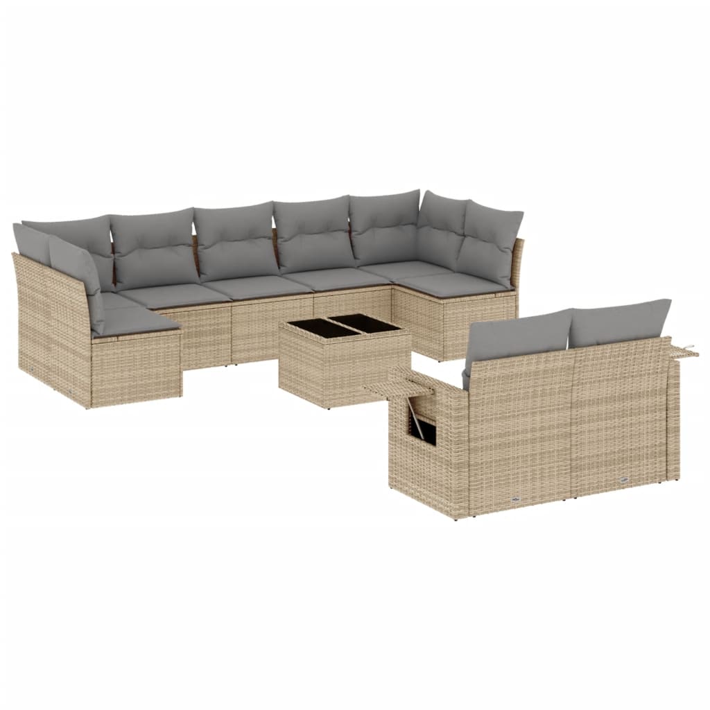8721102319419_a_en_hd_1 vidaXL 10 Piece Garden Sofa Set with Cushions Beige Poly Rattan - Image 2