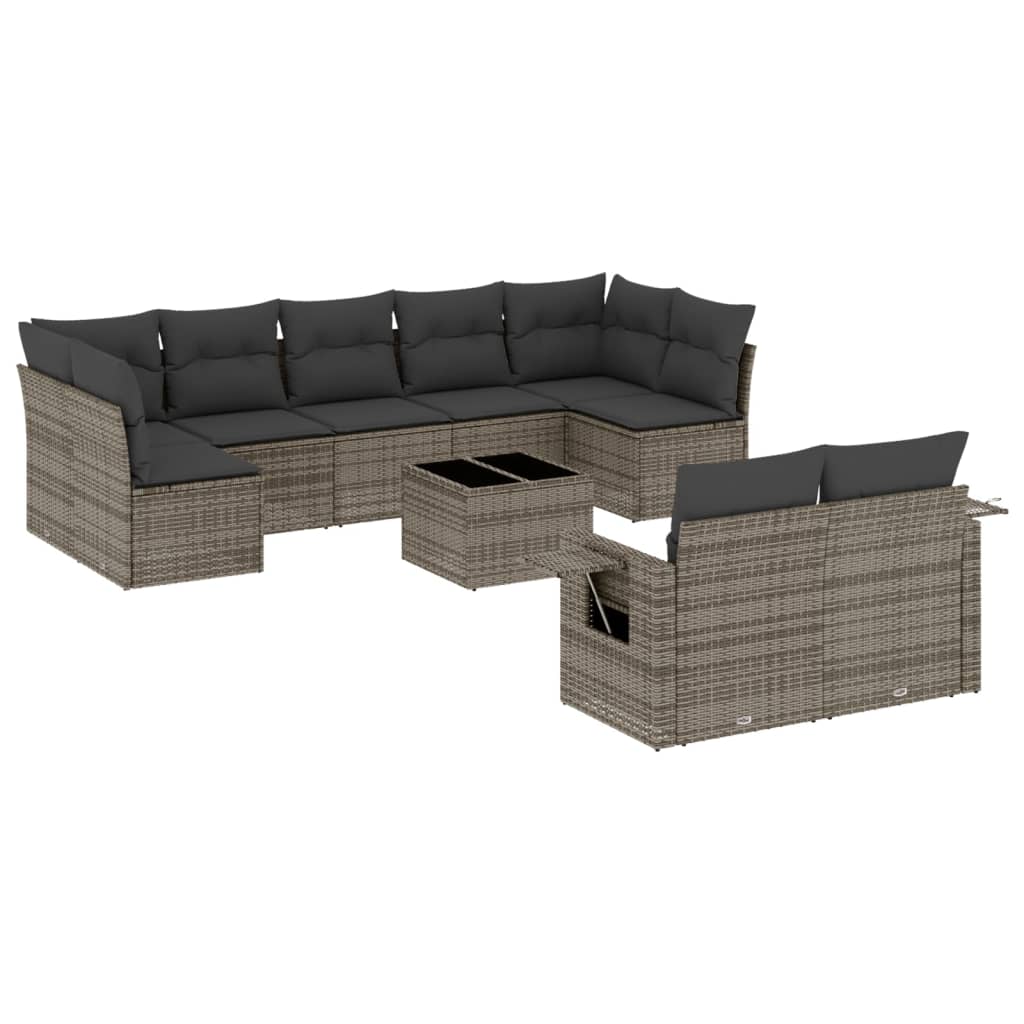 8721102319426_a_en_hd_1 vidaXL 10 Piece Garden Sofa Set with Cushions Grey Poly Rattan - Image 2