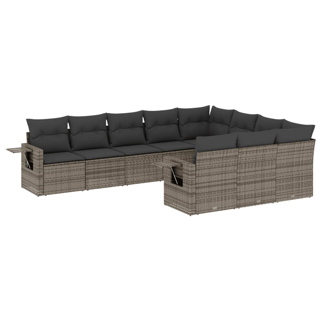 8721102320026_a_en_hd_1 vidaXL 10 Piece Garden Sofa Set with Cushions Grey Poly Rattan - Image 2