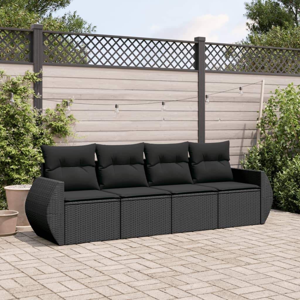 8721102323874_m_en_hd_1 vidaXL 4 Piece Garden Sofa Set with Cushions Black Poly Rattan - Image 1