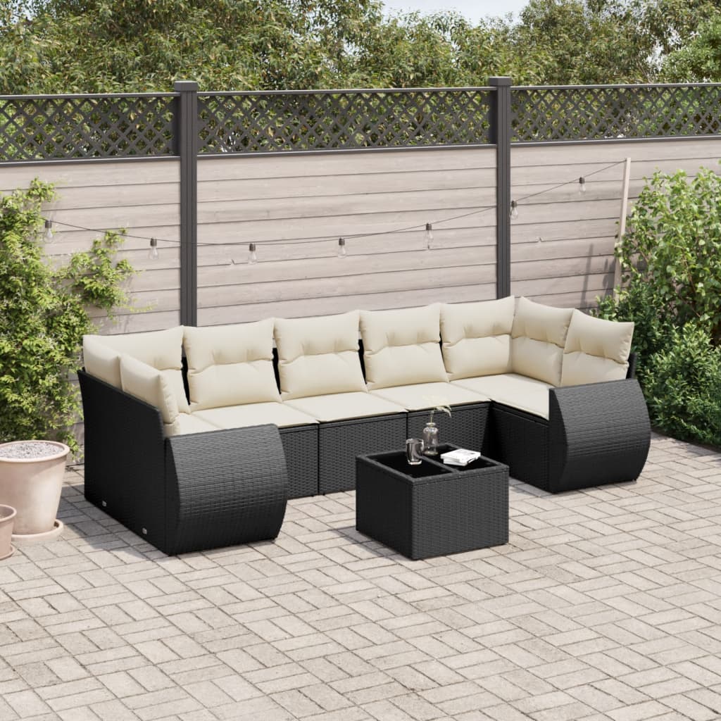 8721102324482_m_en_hd_1 vidaXL 8 Piece Garden Sofa Set with Cushions Black Poly Rattan - Image 1