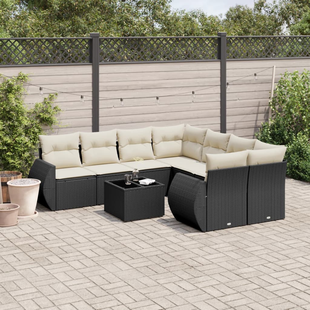 8721102324680_m_en_hd_1 vidaXL 9 Piece Garden Sofa Set with Cushions Black Poly Rattan - Image 1