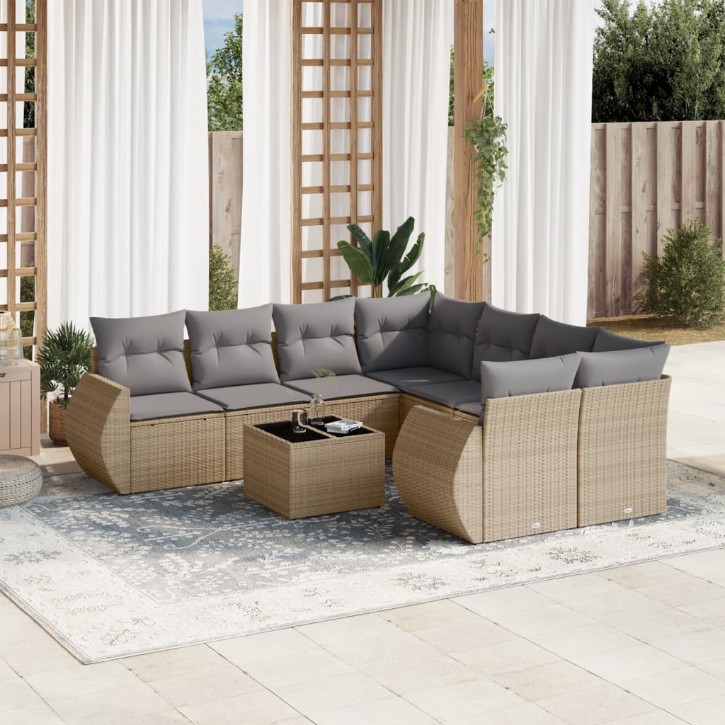 8721102324710_m_en_hd_1 vidaXL 9 Piece Garden Sofa Set with Cushions Beige Poly Rattan - Image 1