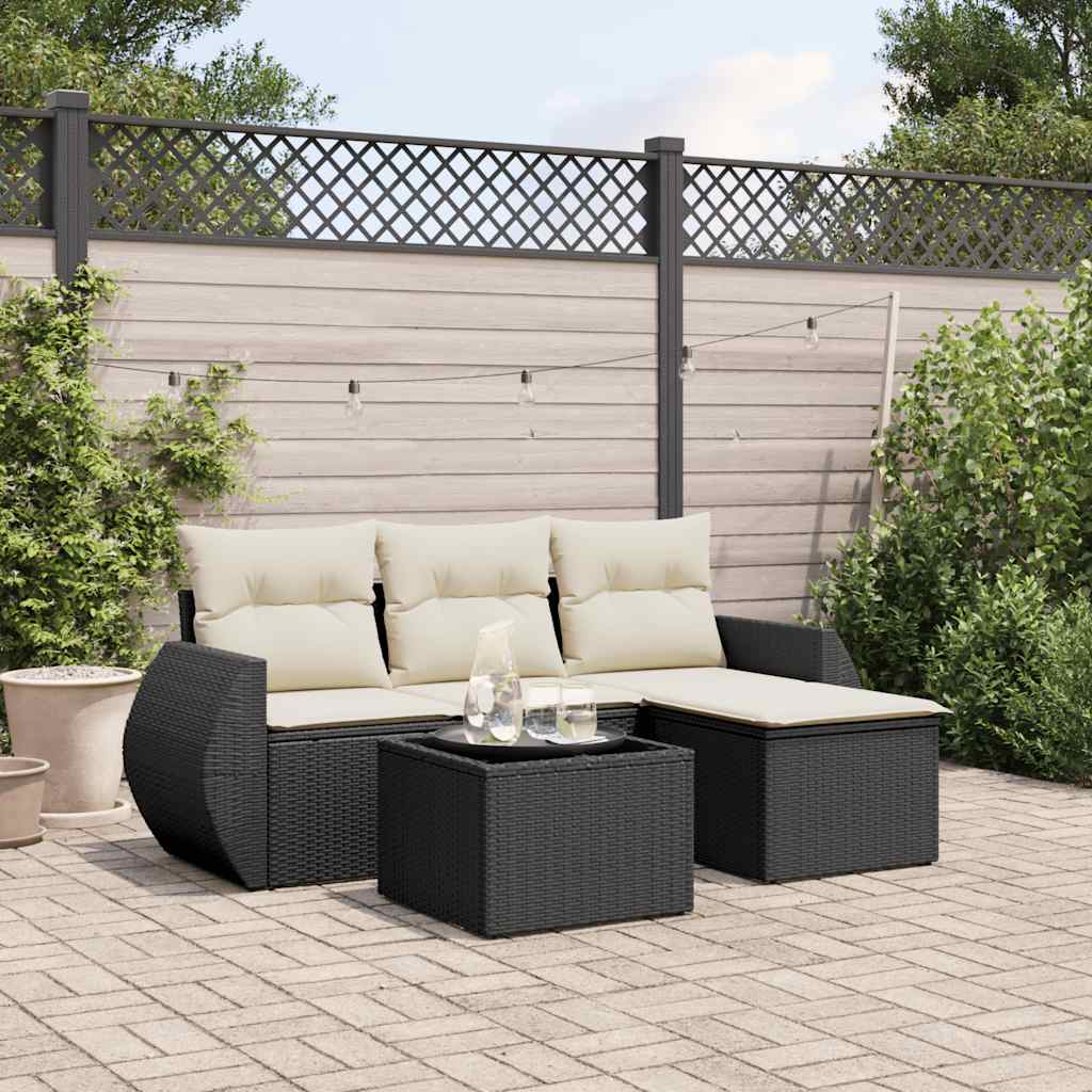8721102325885_m_en_hd_1 vidaXL 5 Piece Garden Sofa Set with Cushions Black Poly Rattan - Image 1
