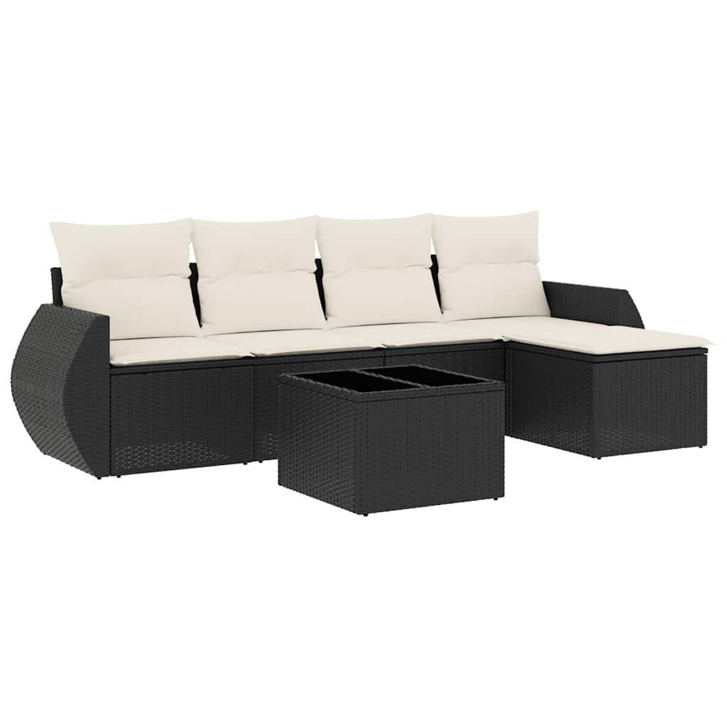 8721102326080_a_en_hd_1 vidaXL 6 Piece Garden Sofa Set with Cushions Black Poly Rattan - Image 2